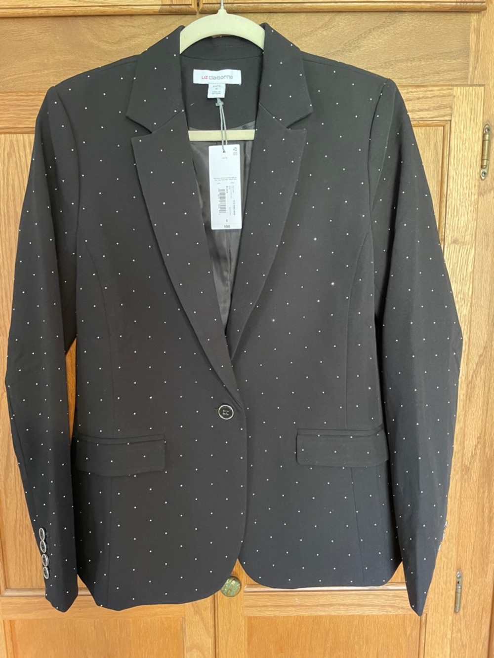 Liz Claiborne Black Blazer with Tiny Sparkle Dot Pattern